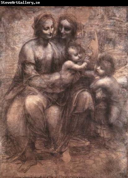 LEONARDO da Vinci Madonna and Child with St Anne and the Young St John